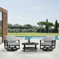 thumbnail image 3 of Grand 3 Piece Black Aluminum Outdoor Seating Set with Dark Gray Cushions, 3 of 6