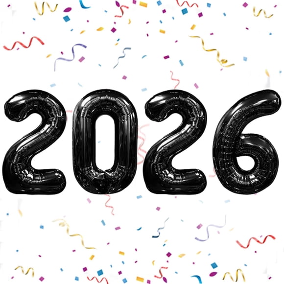 Globos YOUDICT 2026 negros con el número 40 para la fiesta de Año Nuevo