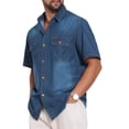 thumbnail image 5 of INSPIRE CHIC Men's Denim Chest Pockets Western Retro Short Sleeve Shirts S Dark Blue, 5 of 5