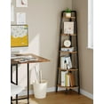 thumbnail image 2 of Corner Shelf, 5-Tier Ladder Corner Shelf, Ladder Bookshelf, 59.6" Tall Vertical Display Stand, Metal Frame Bookshelf, for Living Room, Bedroom, Kitchen, Rustic Brown and Black, 2 of 17