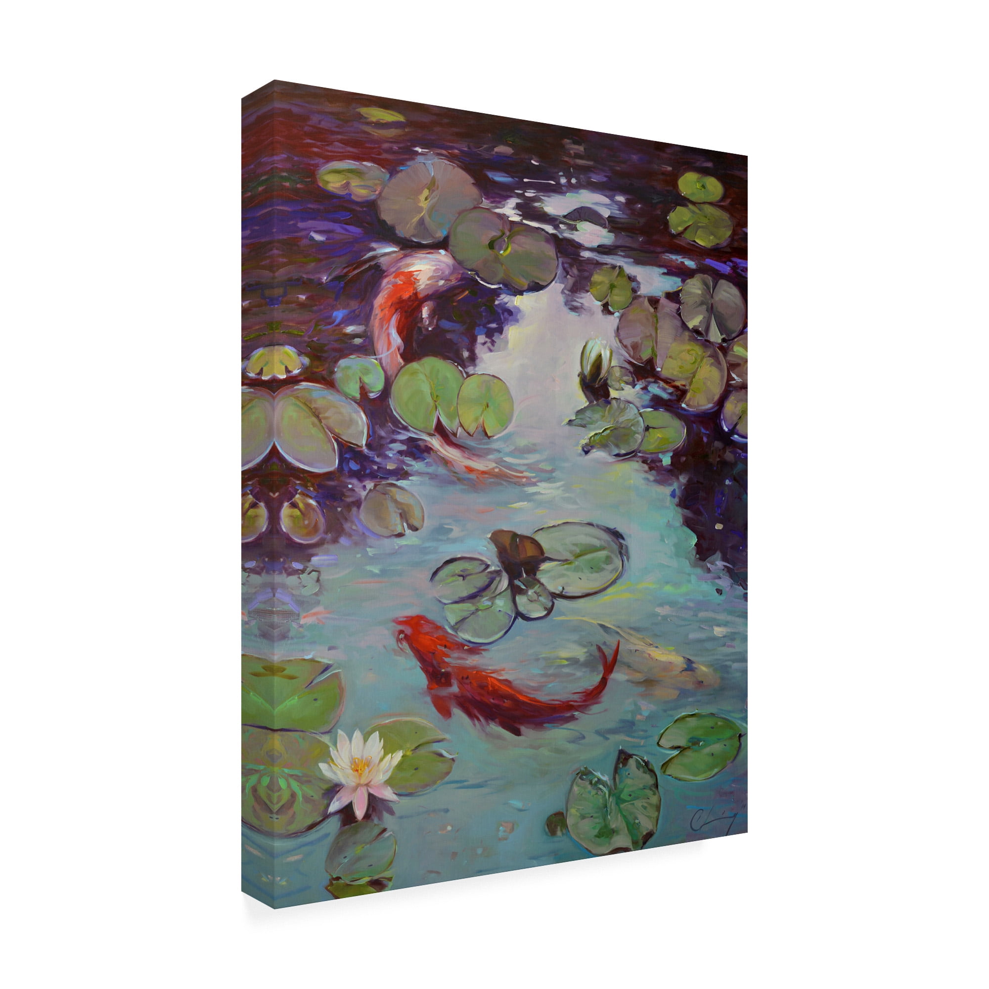 Trademark Fine Art 'Red Koi And Lilies' Canvas Art by Chuck Larivey