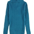 thumbnail image 2 of Tommy Hilfiger Womens Cable Button Mock Neck Pullover Sweater, Blue, Medium, 2 of 2