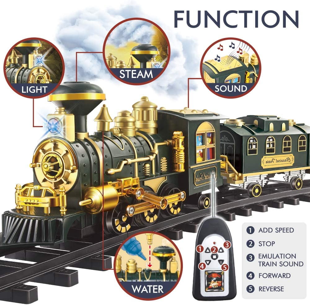 Dinosaur Train Set - Electric Train Toys For Kids With Dinosaur Figures & Play Mat, Large Train Track With Bridge, Toy Model Train For Toddlers