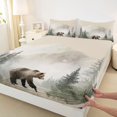 thumbnail image 3 of Manfei Wildlife Bear Print Bed Sheets, Jungle Pine Tree Plant King Sheets, Countryside Animal Sheet Set, Lightweight Room Decor, 4 Pieces, 3 of 7