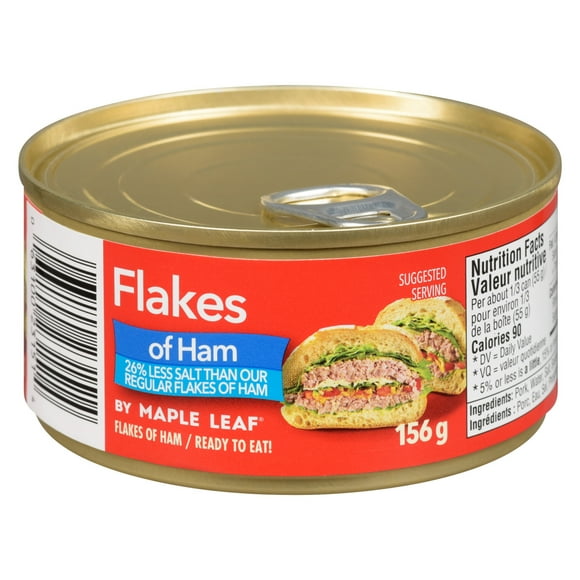 Flakes of Ham Less Salt by Maple Leaf, 156 g