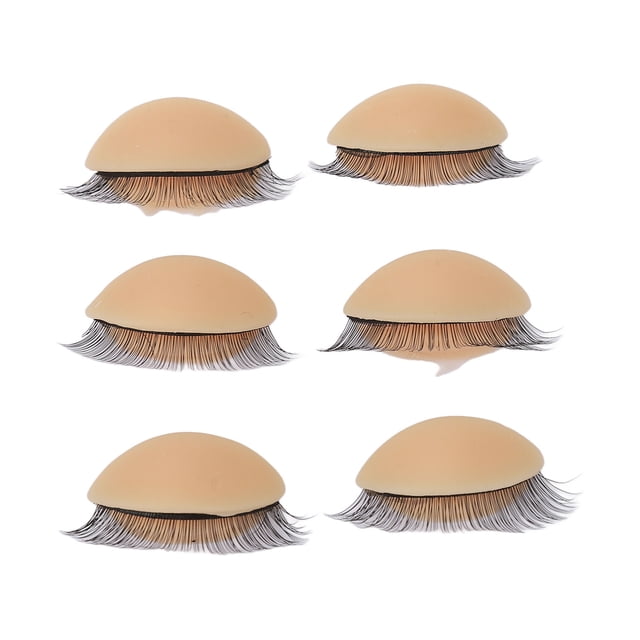 3 Pairs Replacement Eyelids Lash Mannequin Head Removable Eyelids with Eyelashes Mannequin Replacement Eyelids Lash Practice Makeup Eyelash Extensions