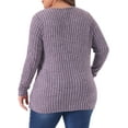 thumbnail image 4 of DARING DIVA Women's Plus V Neck Long Sleeve Basic Ribbed Blouse 3X Purple, 4 of 6