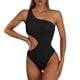 thumbnail image 1 of WILLBEST Trajes de Baño Mujer Natacion Mujer Color Sólido Volante Sexy Un Hombro Cintura Recorte Bikini Traje de Baño, 1 of 5