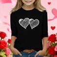 thumbnail image 2 of Bpmpbo Girls' 3/4 Sleeve Valentine T-Shirt Heart Print Round Neck Pullover Casual Top for Big Kids, 2 of 5