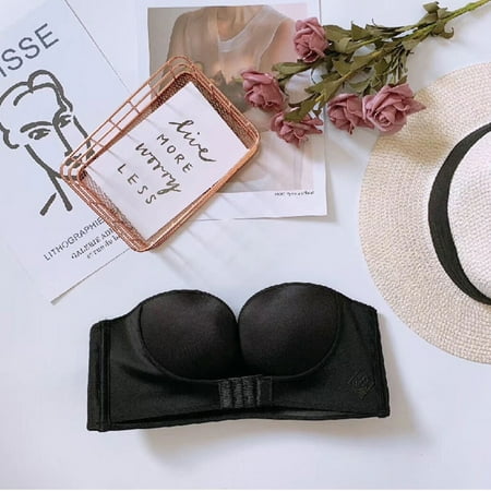 

Zoomarlous Strapless Front Buckle Lift Bra Seamless Backless Sticky Invisible Push Up Bra Anti-slip New