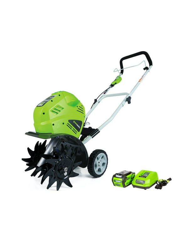 Greenworks 40V 10-inch Cordless Cultivator/Tiller with 40 Ah Battery and Charger, 27062