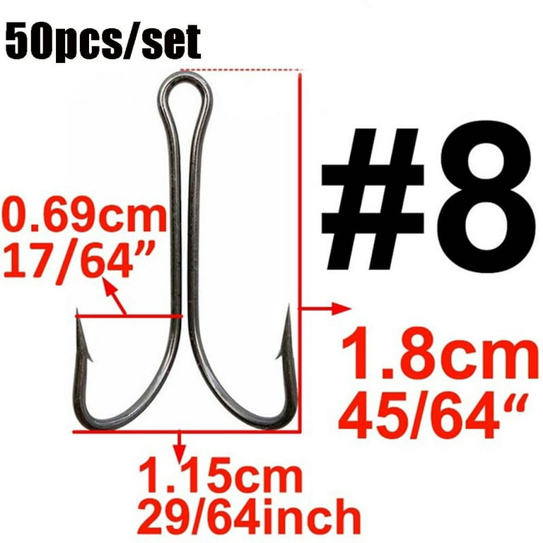 High Quality Carbon Steel Size 1 2 4 6 8 Durable Head Fly Tying Fish Bait Double Fishing Hook Jig Bass Fishook 8