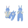 thumbnail image 2 of Cenuakty Easter Baby Boy 3 Piece Outfits Adorable Rabbit Print Short Sleeve Round Neck Jumpsuit and Overalls Hat Set, 2 of 8