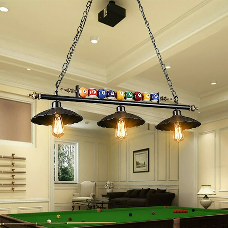 iMeshbean Pool Table Lighting Fixtures Ceiling Lamp for Game Room Beer Party 7' - 8 ' Table ,Black Metal Ball Design Billiard Pendant Lamp with 3 Shades - Walmart.com