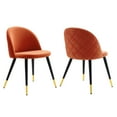 thumbnail image 2 of Modway Cordial 18" Velvet Dining Chairs in Matte Black/Orange (Set of 2), 2 of 9