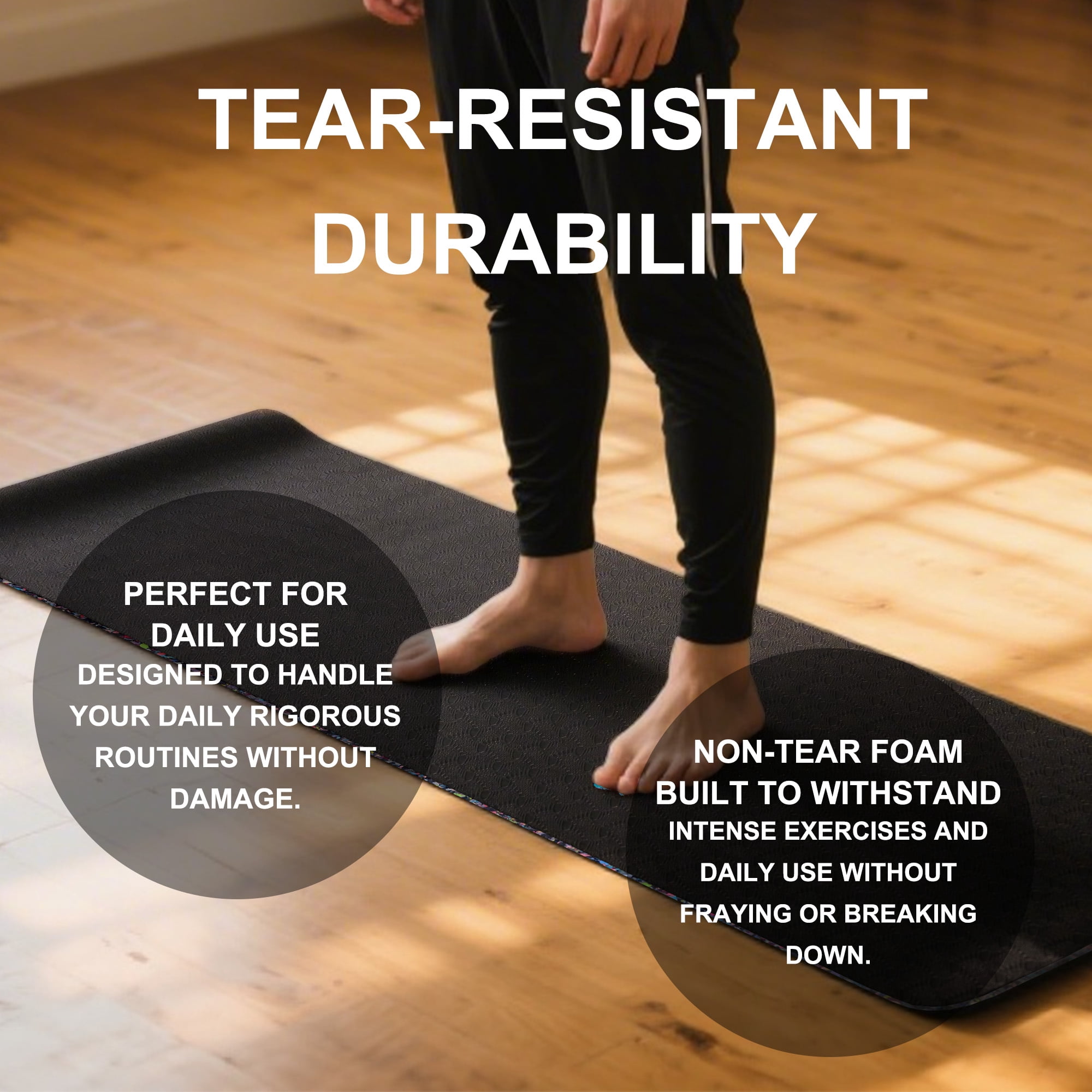 Athletic Works Yoga Mat, TPE with EPDM, 72inx24inx6mm