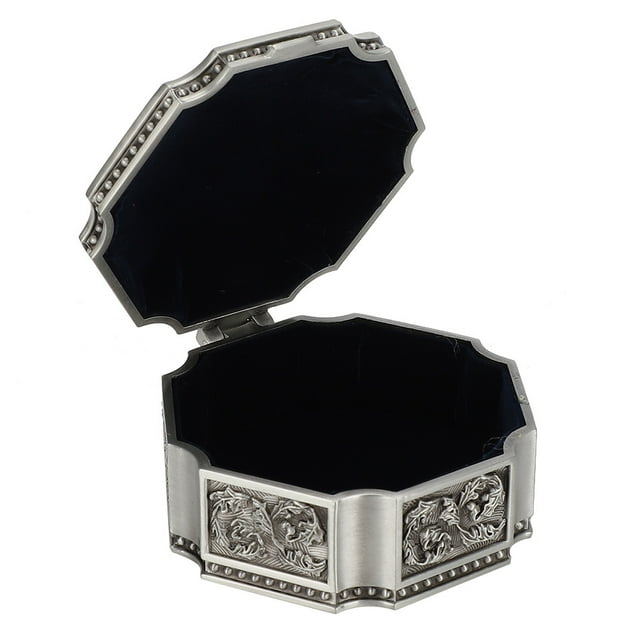 Harhinhe Caja de almacenamiento de aleación con relieve de estilo vintage, soporte para joyería, decoración del hogar
