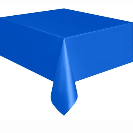 Rectangular 54" x 108" Electric Blue Plastic Table Covers, 3 Count, by Way To Celebrate