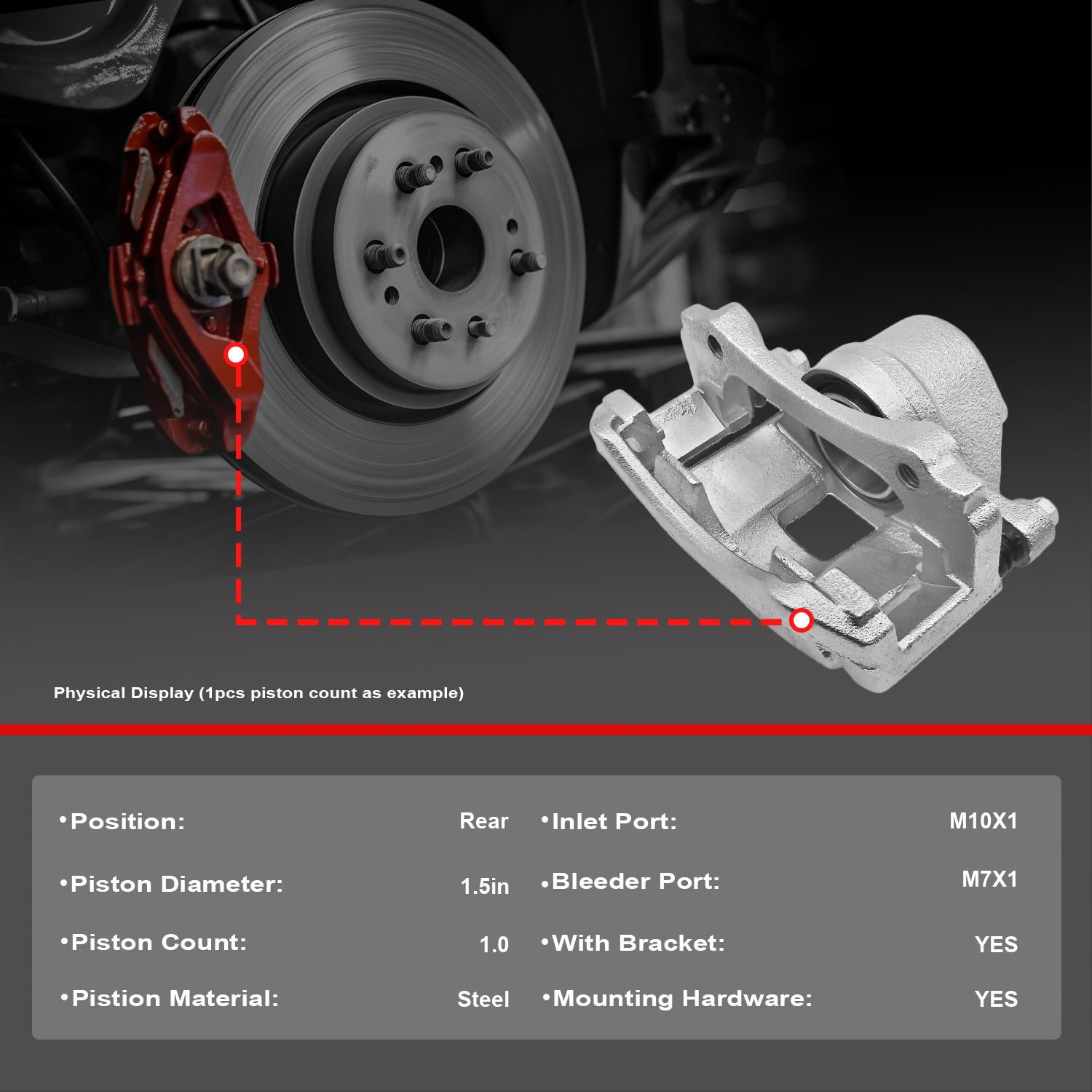 Funire Rear Brake Caliper With Bracket Compatible With 2001-2003 Toyota Highlander, Rear Driver & Passenger Side, 19-B2685A 19-B2684A