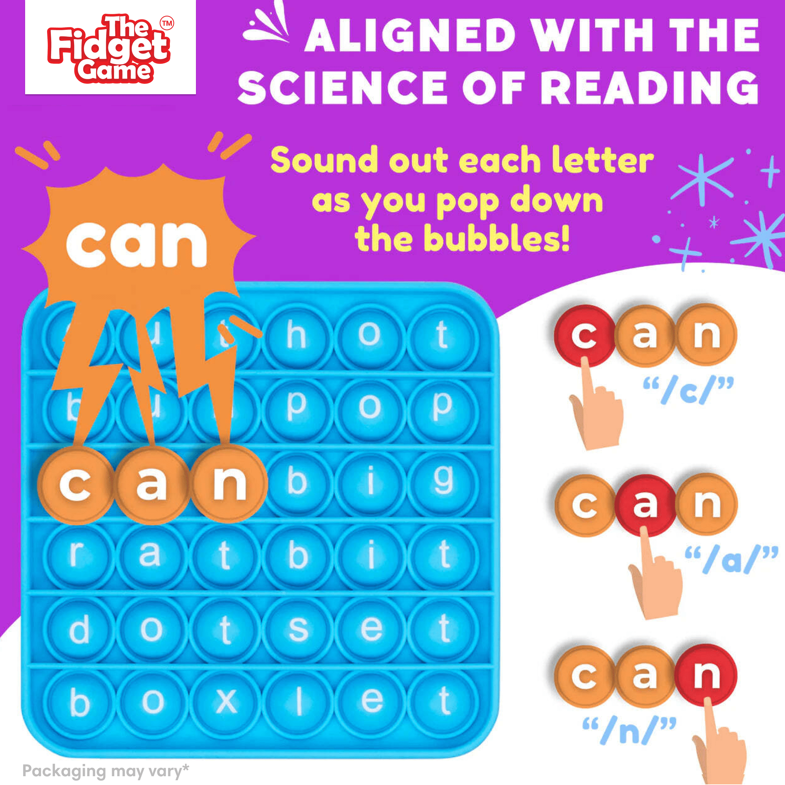 The Fidget Game Kids Sight Phonics CVC Multisensory Game for Preschoolers