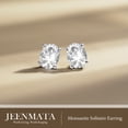 thumbnail image 3 of JeenMata 4 Prong 2 Carat Oval Cut Moissanite Solitaire Stud Earrings in 18k White Gold Plating for Women, 3 of 11