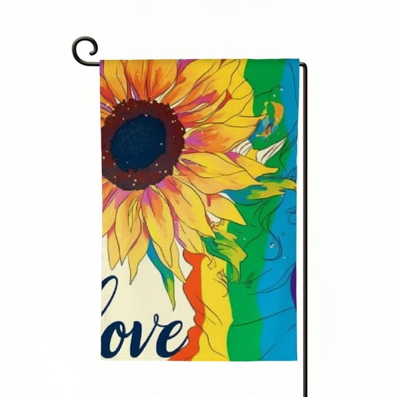 PHYHOO Welcome Rainbow Festival Love is Love Garden Flag, Home Outdoor Patio Gay Pride Month Garden Flag Decoration -A White