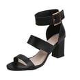 thumbnail image 2 of Sandalias de tacón de bloque con hebilla de cinturón y punta abierta para banquete sexy informal para mujer Wmkox8yii nm4738, 2 of 5