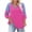 Hot Pink, variant on HAiming Color Block 3/4 Sleeve T-Shirt for Women V Neck Basic Tee Casual Trendy Clothes Pullover Tops
