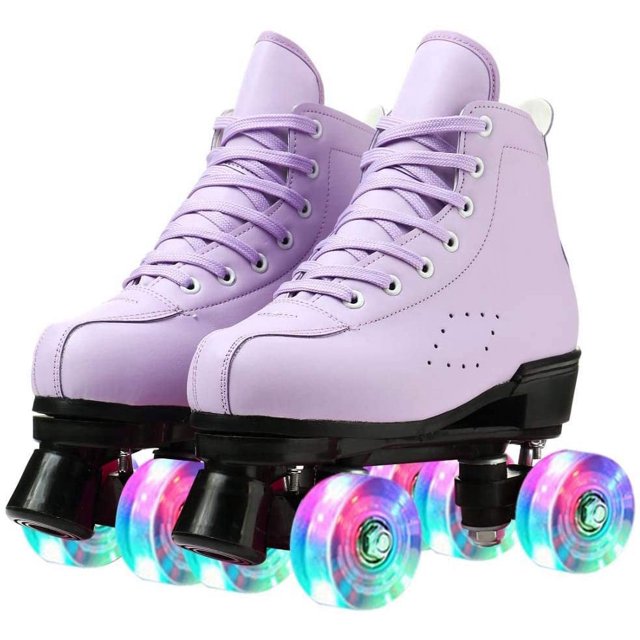 Patins à Roulettes Classiques pour Femmes et Ados, Patins Montants en Cuir PU, Roues à Double Rangée, Patinage Extérieur, Chaussures de Patin à Roulettes