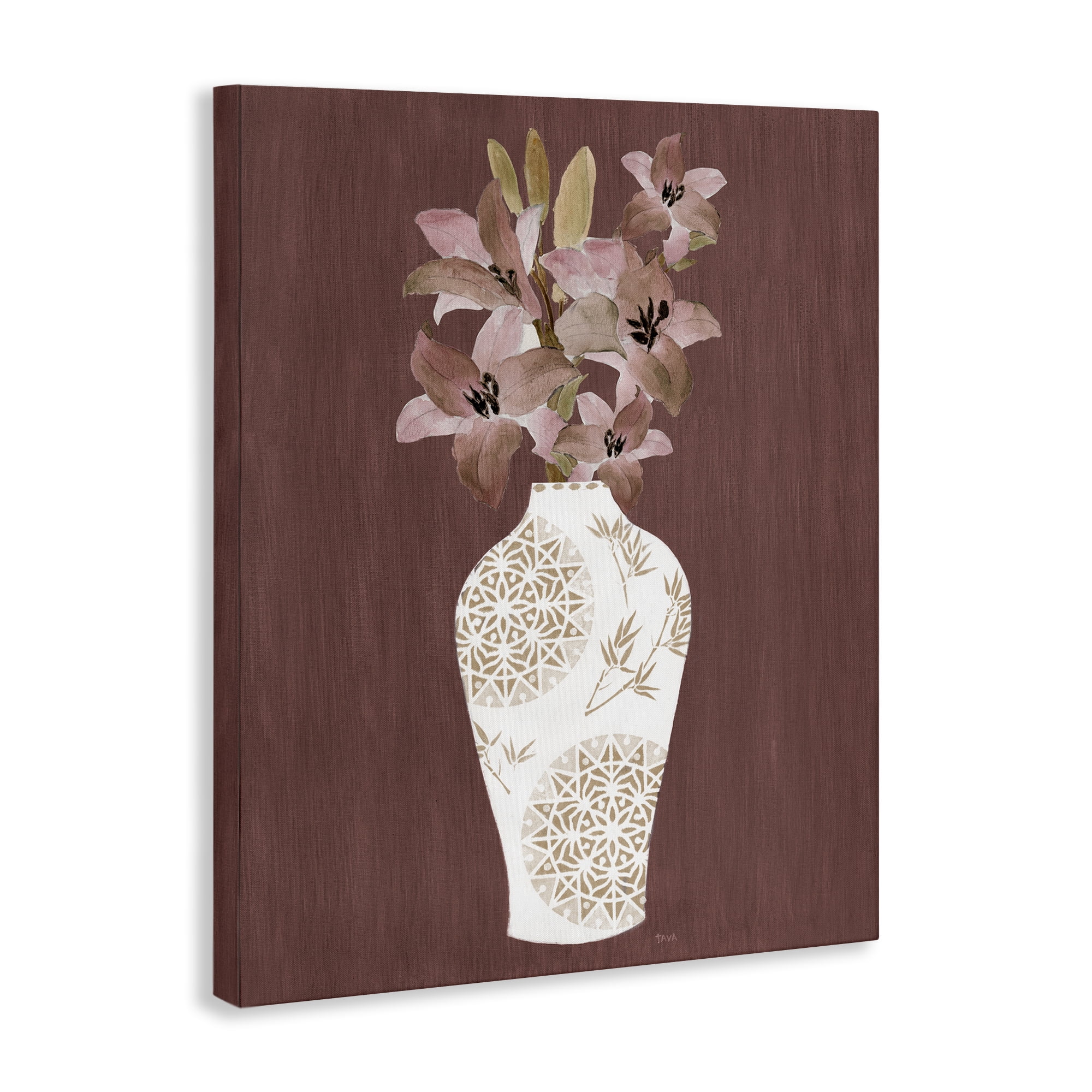 Stupell Industries Boho Geometric Vase Plants & Flowers Painting Wrapped Canvas Art Print Wall Art, 16 x 20