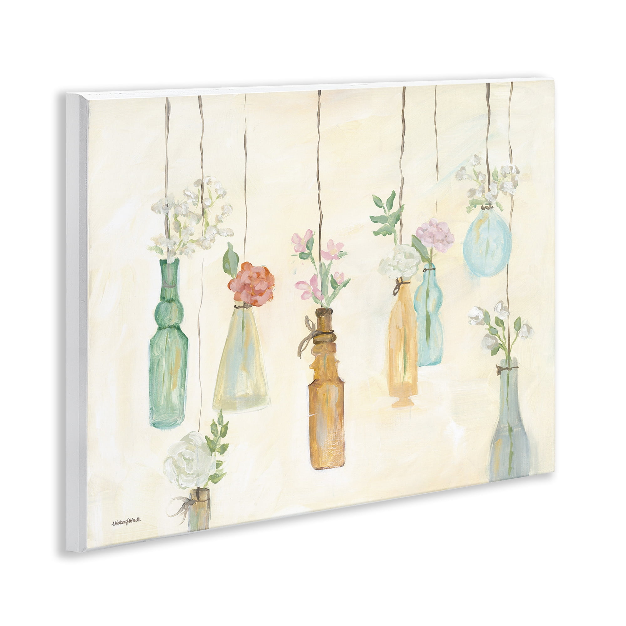 Stupell Industries Hanging Floral Bottles Botanical & Floral Painting Unframed Art Print Wall Art, 14 x 11