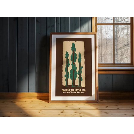 Retro Sequoia National Park Wall Art, Unframed Paper Print Size 8x12