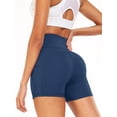 thumbnail image 6 of NELEUS Womens 4" Spandex Booty Shorts Yoga Workout Athletic Shorts High Waist with Pockets,Navy Blue,US Size L, 6 of 9