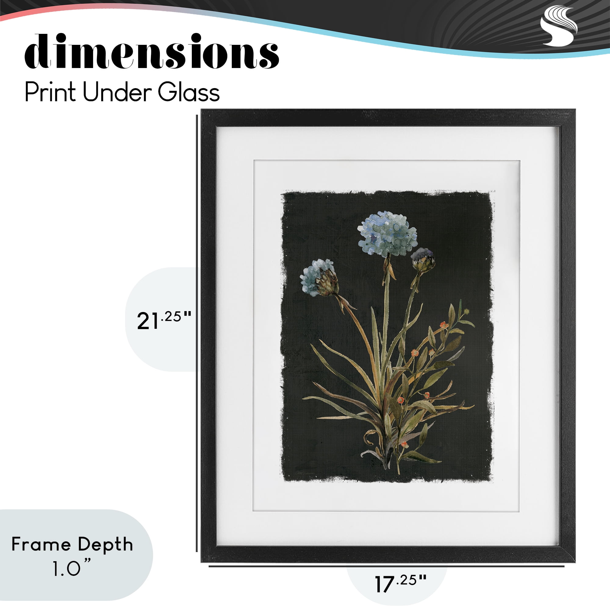 Stupell Industries Cerulean Bloom on Dark Green Black Framed Print Under Glass, design by Carol Robinson