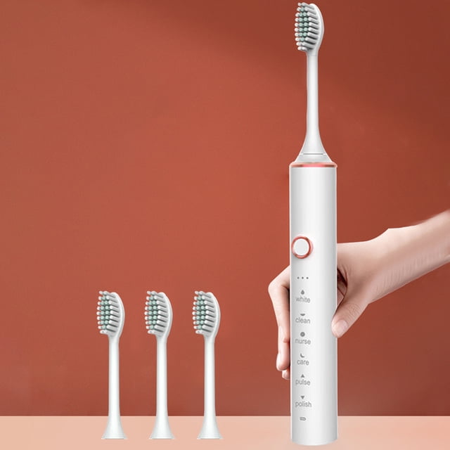 Cepillo de dientes eléctrico con 6 modos y 4 cabezales de cepillo - 22000/minuto, impermeable IPX7, recargable USB, batería de 50 días