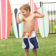 thumbnail image 4 of FORMRS Boys Swim Trunks Quick Dry Mesh Liner Boardshorts Sizes XS-XL, Blue Abstract Wavy, 4 of 7
