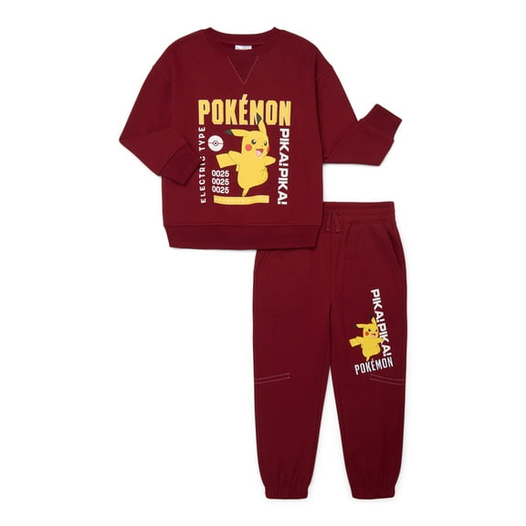 Pokemon Boys Pikachu Fleece Graphic Sweatshirt and Jogger Pants Set, 2-Piece, Sizes 4-18