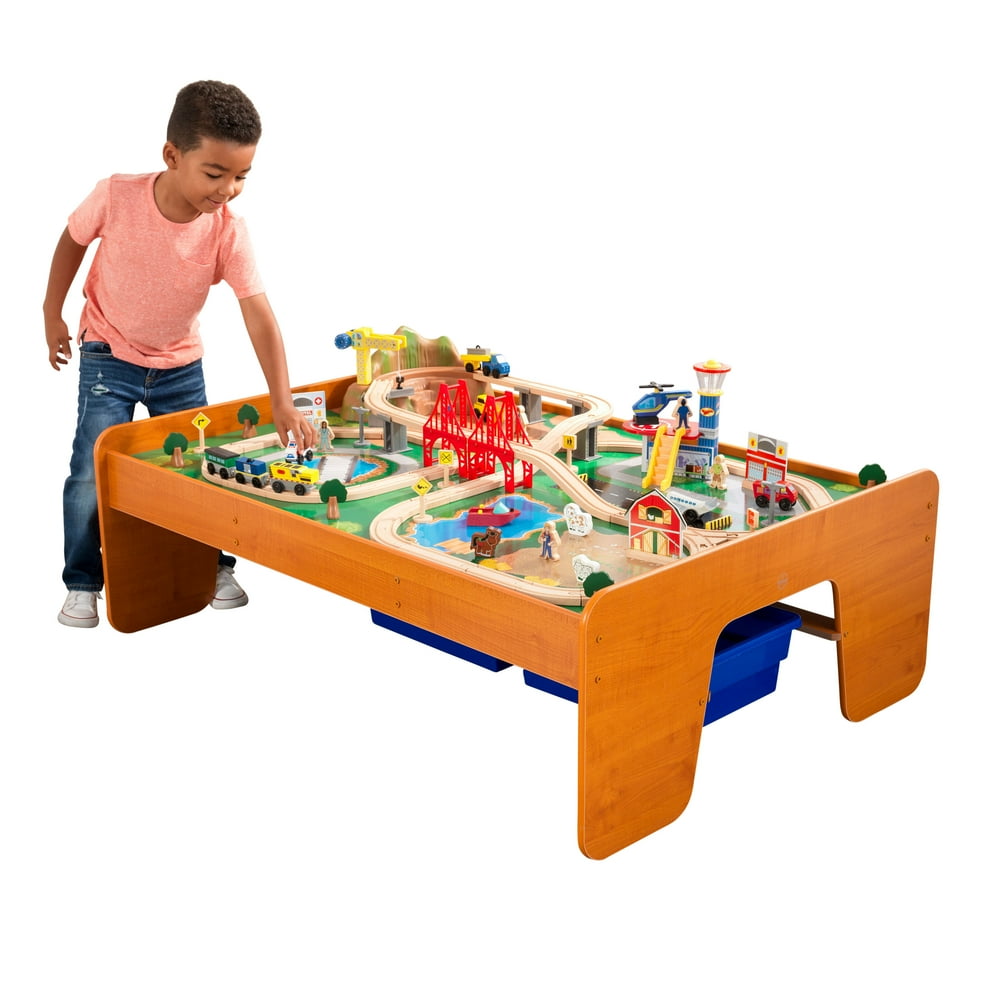 KidKraft Ride Around Town Wooden Train Set & Table with ...
