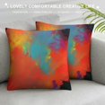 thumbnail image 3 of HENGT  Throw Pillow Covers Orange Spring Paint Colorful Red Blue Yellow Band Watercolor with Spots and Streaks Purple Abstract Square Hidden Zipper Decorative Pillowcase, 3 of 5