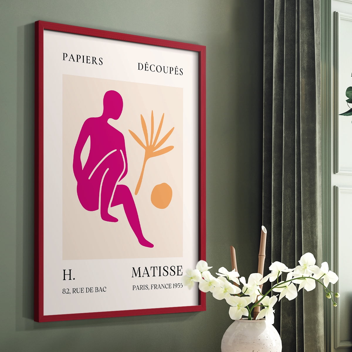 Matisse CLXIV Framed Print in Red Solid Wood 16 x 20 Framed Print