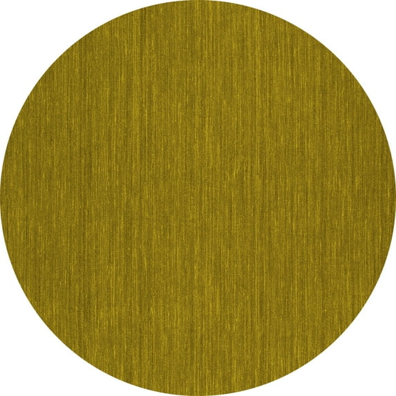 Ahgly Company Indoor Round Abstract Yellow Contemporary Area Rugs, 4' Round