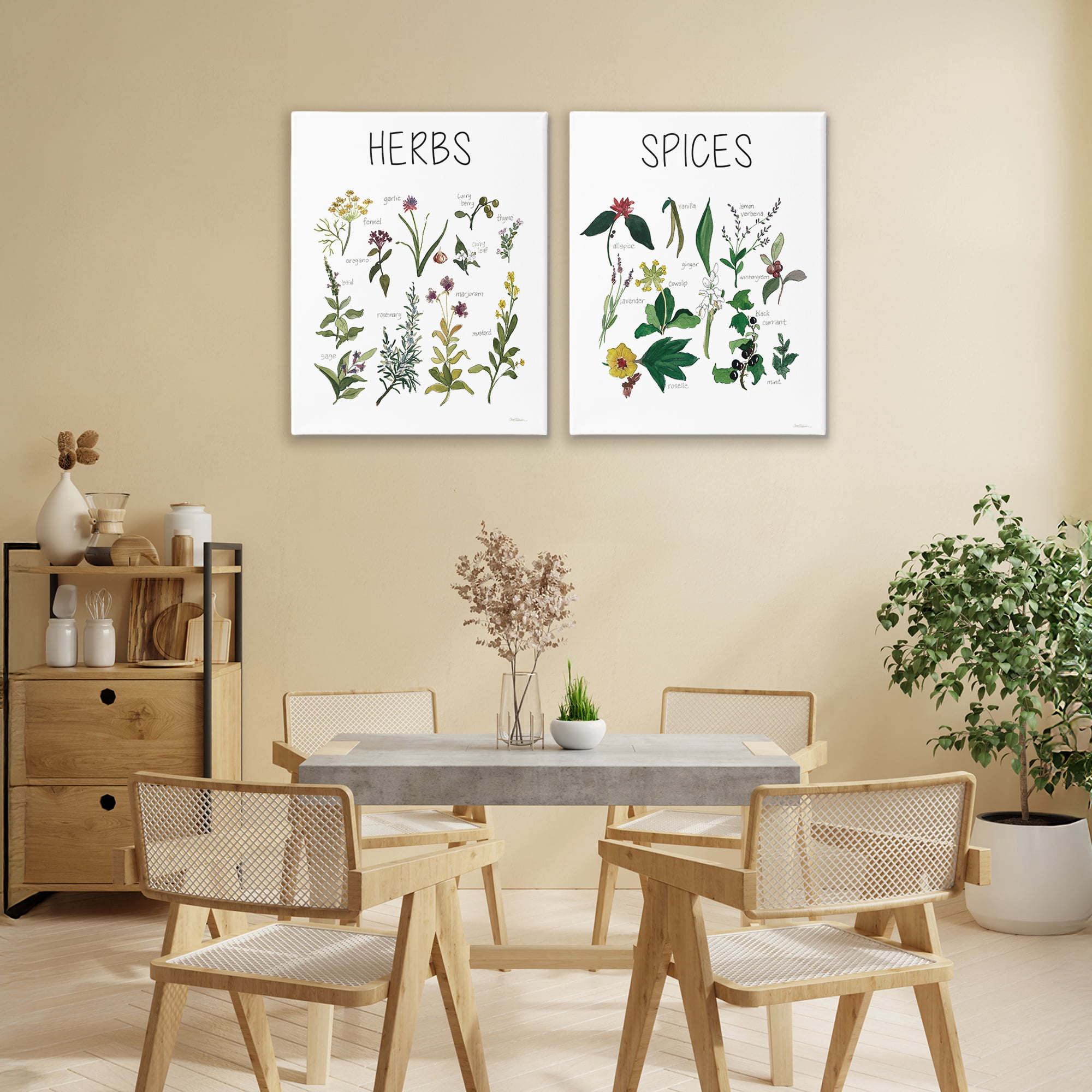 Stupell Industries Culinary Herbs & Spices 2 Piece Canvas Wall Art Set, design by Carol Robinson