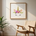 thumbnail image 5 of Cute Unicorn, Magical Unicorn, Fairy Tale, Girl Nursery - Illustration Watercolor Floral Fantasy Whimsical Oak Framed Wall Art Print 16 x 16 inches, 5 of 8