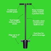 Yard Butler Bulb & Garden Planter - long handled manual planting tool for digging holes to plant tulips, iris, daffodils, and spring flower bulbs - IBPL-6