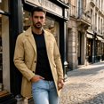 thumbnail image 2 of GrmtClth Men's Lapel Trench Coat Single Breasted Length Long Sleeve Lightweight Business Overcoat Casual Windbreaker Outerwear with Pockets, 2 of 9