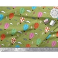 thumbnail image 2 of Soimoi Green Cotton Duck Fabric Cloud & Hot Air Balloon Holiday Printed Craft Fabric by the Yard 42 Inch Wide, 2 of 3
