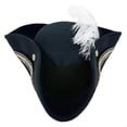 thumbnail image 7 of Yvsxxv White Feather Black Tricorn Pirate Hat Vintage Party Headwear 1Pc, 7 of 7