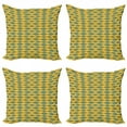 thumbnail image 1 of Abstract Throw Pillow Cushion Case Pack of 4, Horizontally Aligned Round Blots in Forms of Diamonds Summer Tones, Modern Accent Double-Sided Print, 4 Sizes, Earth Yellow Cadet Blue, by Ambesonne, 1 of 2