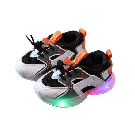 Juebong Children Baby Girls Boys Letter LED Light Luminous Running Sport Sneaker Shoes,Black Size 8.5 M