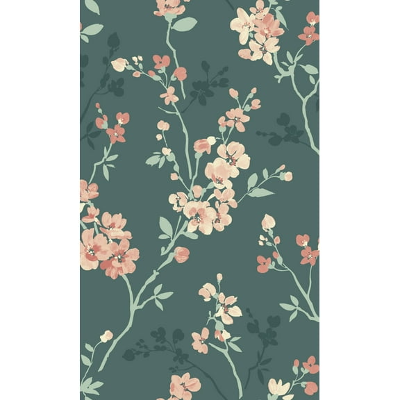 Green Classic Minimalist Floral Printed Non-Woven Non-Pasted Textured Wallpaper 57 Sq. Ft.